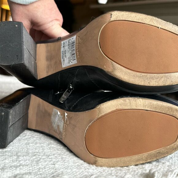 Clarks Women's Black Leather Boot with 3.5 inch Block Heel & Buckle - Picture 5 of 5